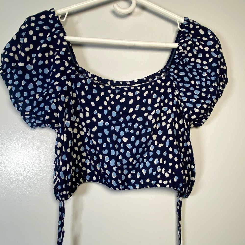 Roxy Blue and White Spotted Crop Top